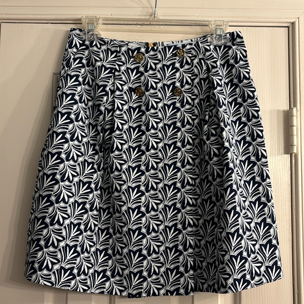 Draper James Faux Wrap Navy Blue and White Size 8 skirt